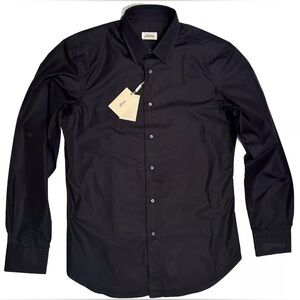 $950 NEW 16.5 42 BRIONI SHIRT TECHNO COTTON MIDNIGHT BLUE SLIM FIT TAPERED